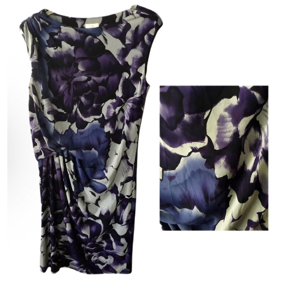 NWOT Suzi Chin for Maggy Boutique Purple Flower Print Sleeveless Jersey Dress
